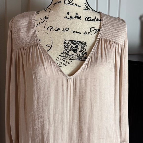 Intimately Free People Blush Pink Long Sleeve Bodysuit Boho Smocked Medium - Picture 3 of 9